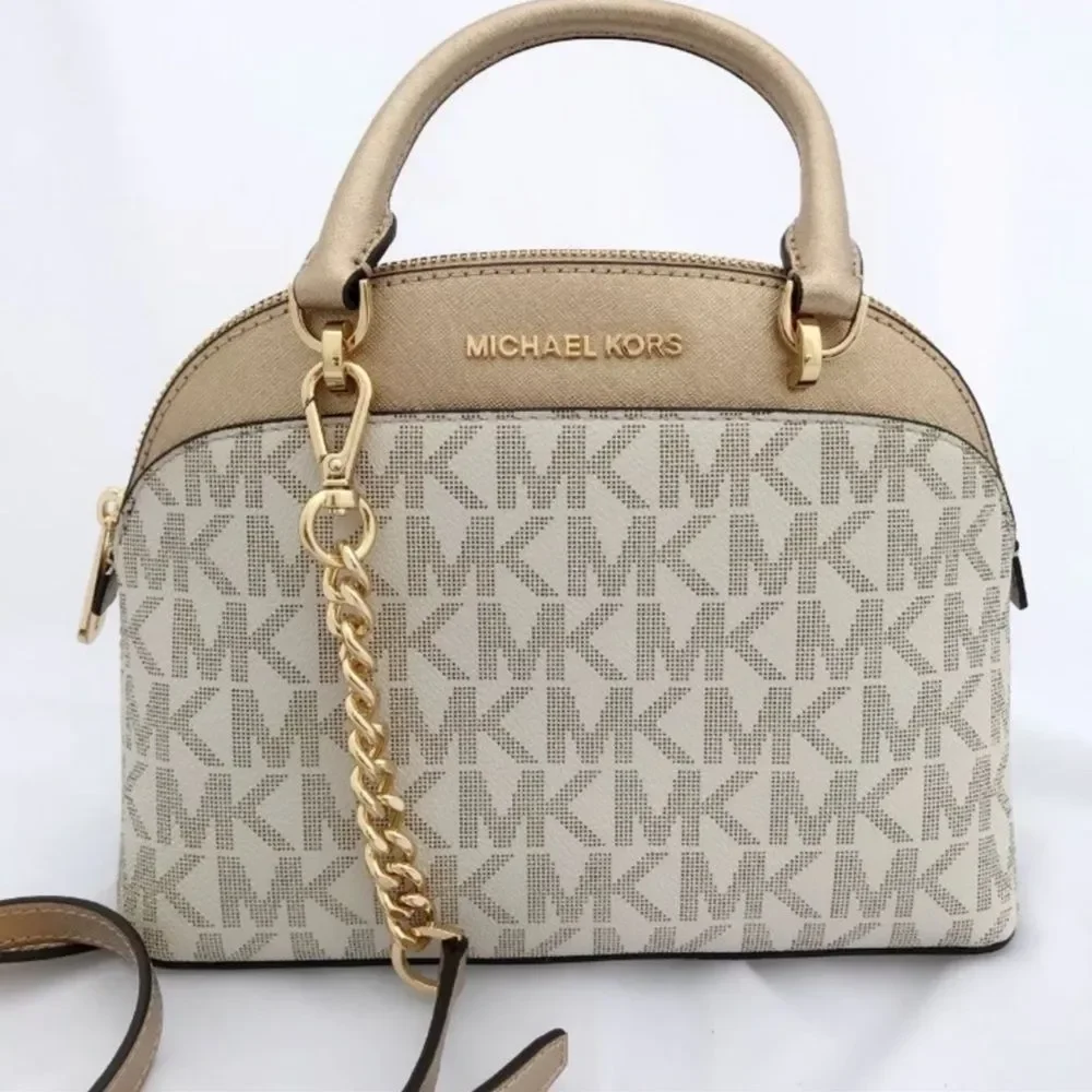 Nwt Michael Kors Emmy white and gold crossbody